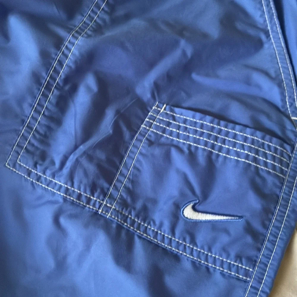 Vintage Nike Windbreaker Blue Athletic Straight Wide Leg Pants High Rise Y2K